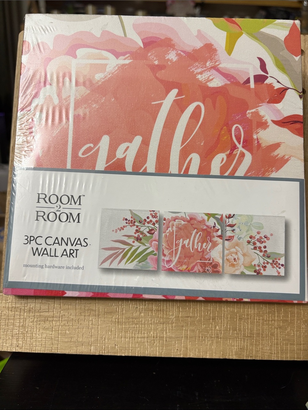 Pink Floral "Gather" 3-Piece Canvas Wall Art